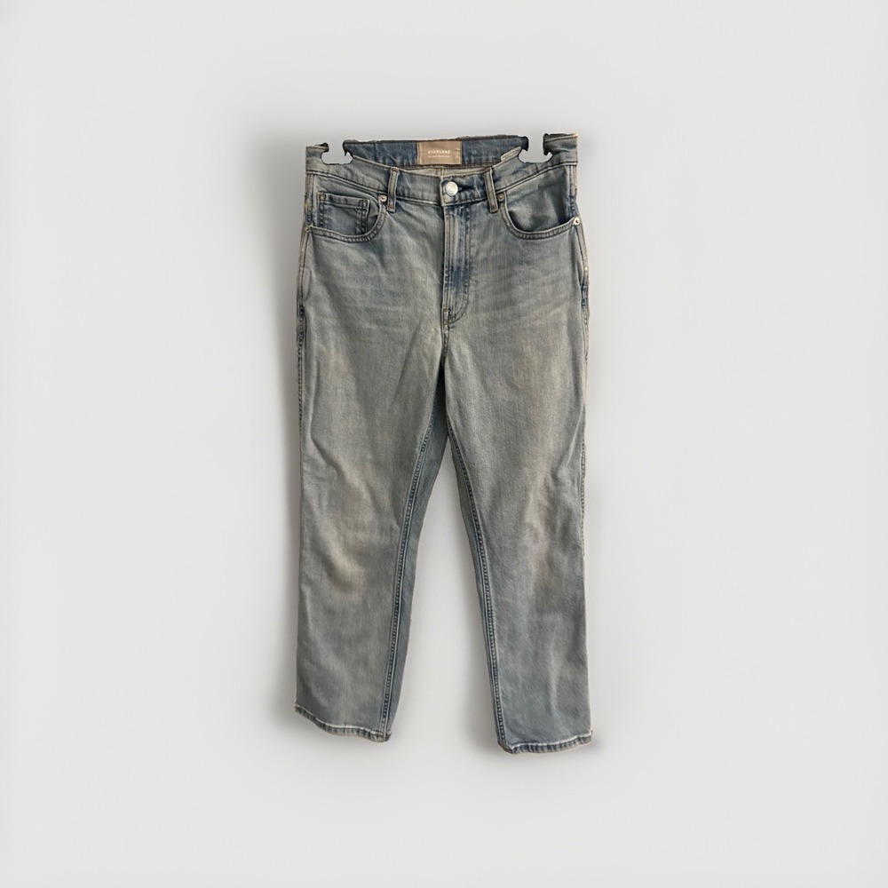 Everlane The Original Cheeky Jeans Womens 27 Crop Blue High Rise Straight Denim